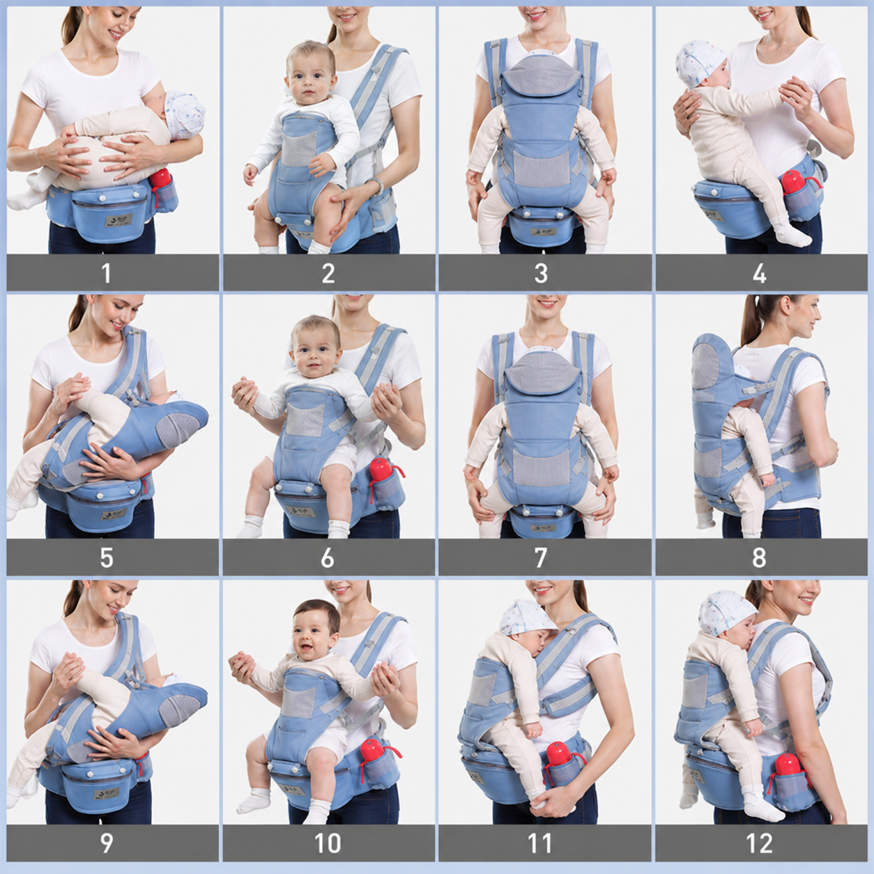 Cangurera Ergonómica 12 Posiciones | Manos Libres para Mamá