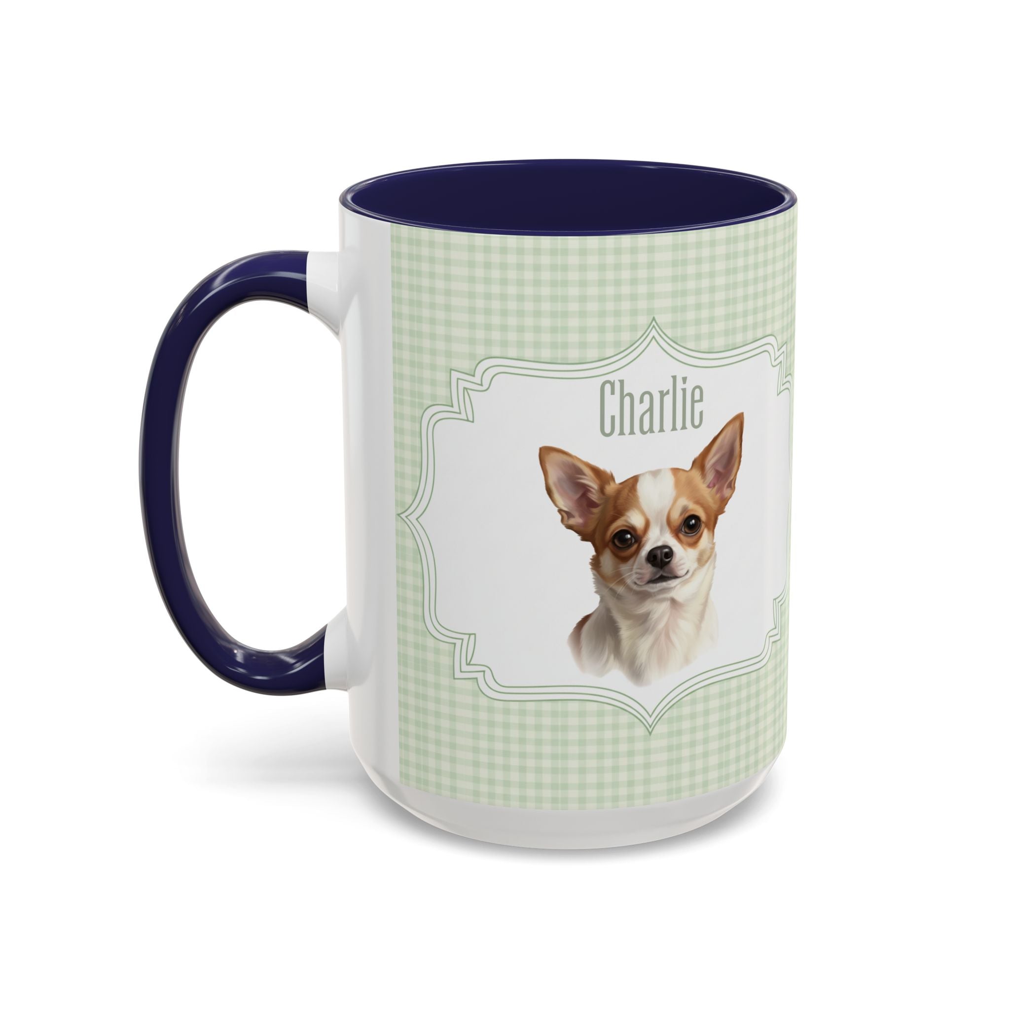 Personalized Pet Portrait Mug — Custom Pet Photo & Name Coffee Mug, Vintage Striped Oval Frame Design (11oz/15oz)