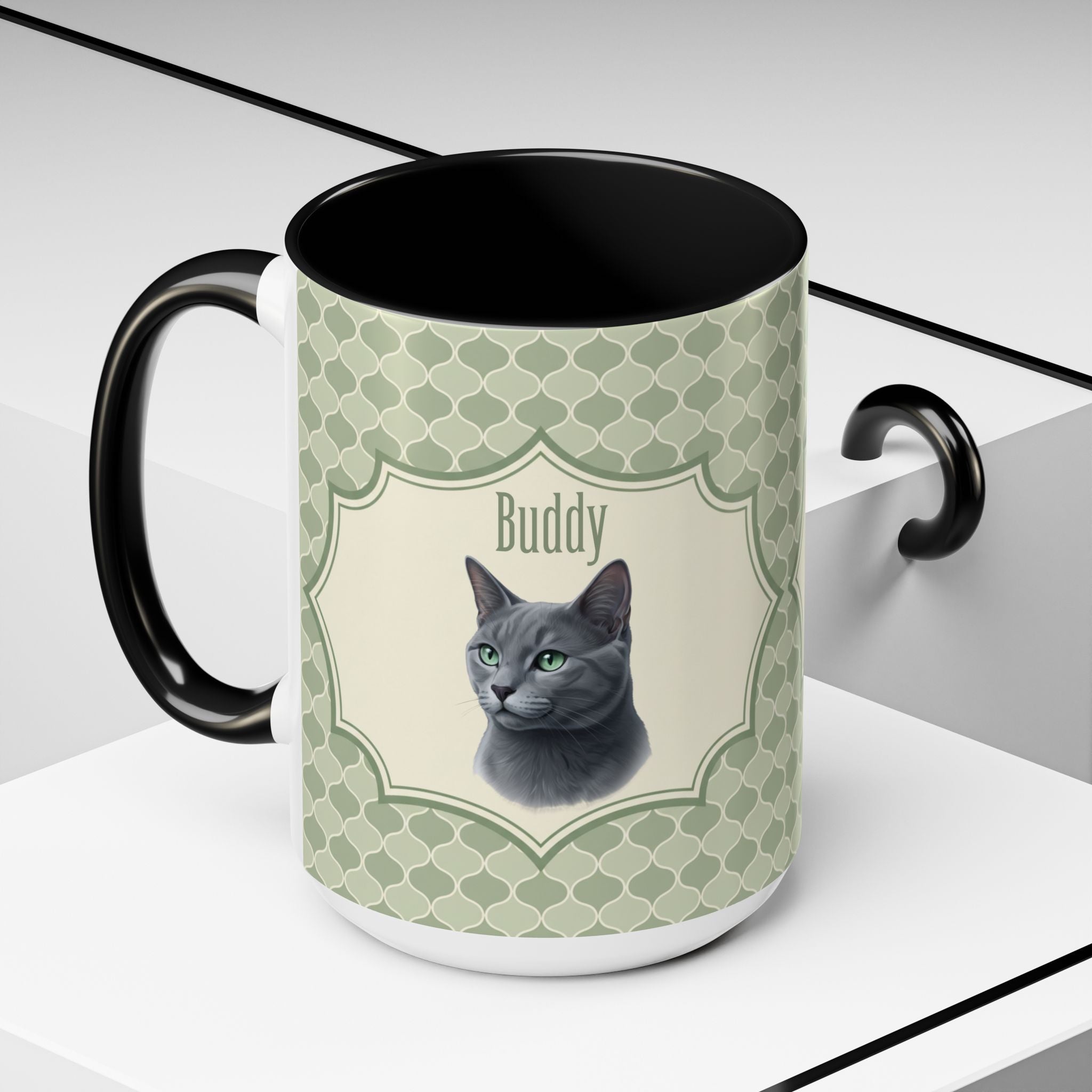 Personalized Pet Portrait Mug — Custom Pet Photo & Name Coffee Mug, Unique Artistic Design (11oz/15oz)