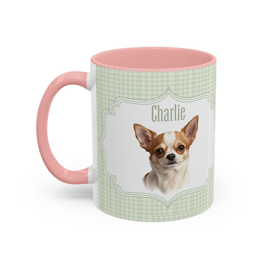Personalized Pet Portrait Mug — Custom Pet Photo & Name Coffee Mug, Vintage Striped Oval Frame Design (11oz/15oz)