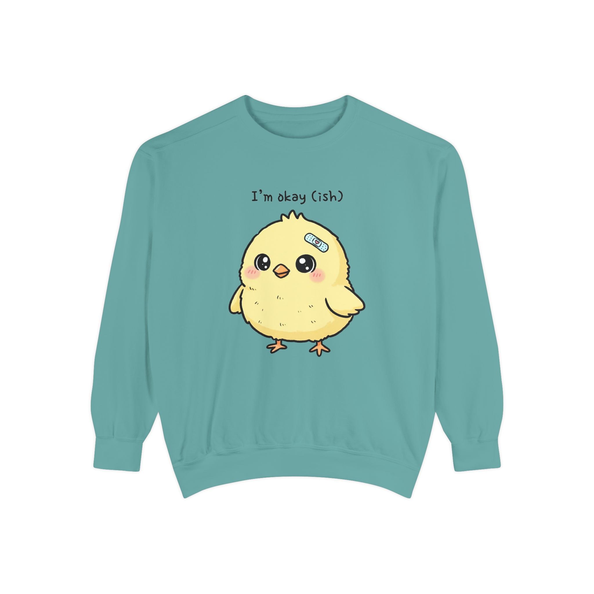 Cute Chick “I’m Okay (Ish)” Sweatshirt – Cozy Unisex Embroidered Pullover