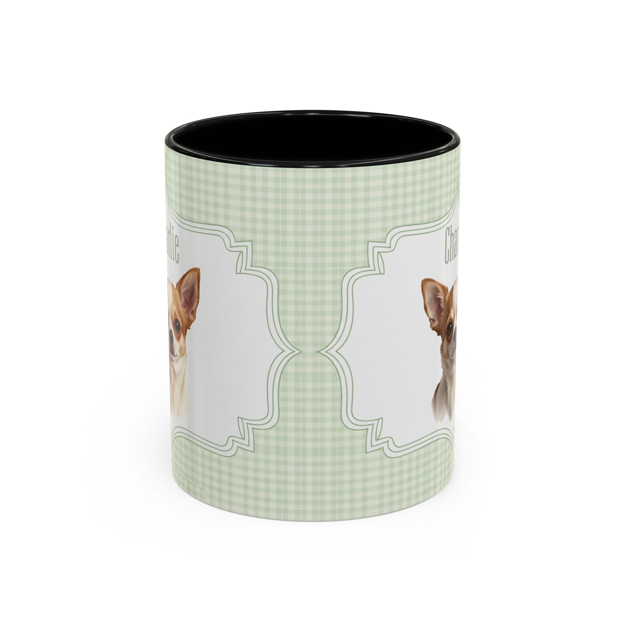 Personalized Pet Portrait Mug — Custom Pet Photo & Name Coffee Mug, Vintage Striped Oval Frame Design (11oz/15oz)