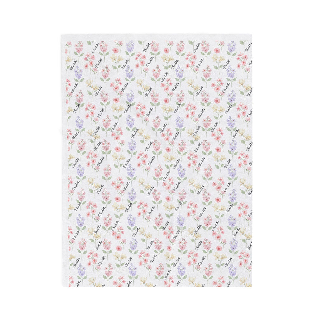 Floral Baby Blanket — Personalized Botanical Velveteen Nursery Throw