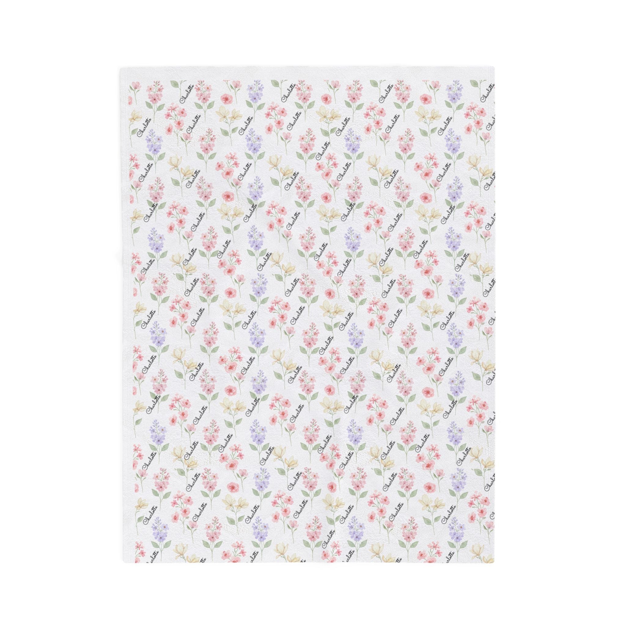 Floral Baby Blanket — Personalized Botanical Velveteen Nursery Throw