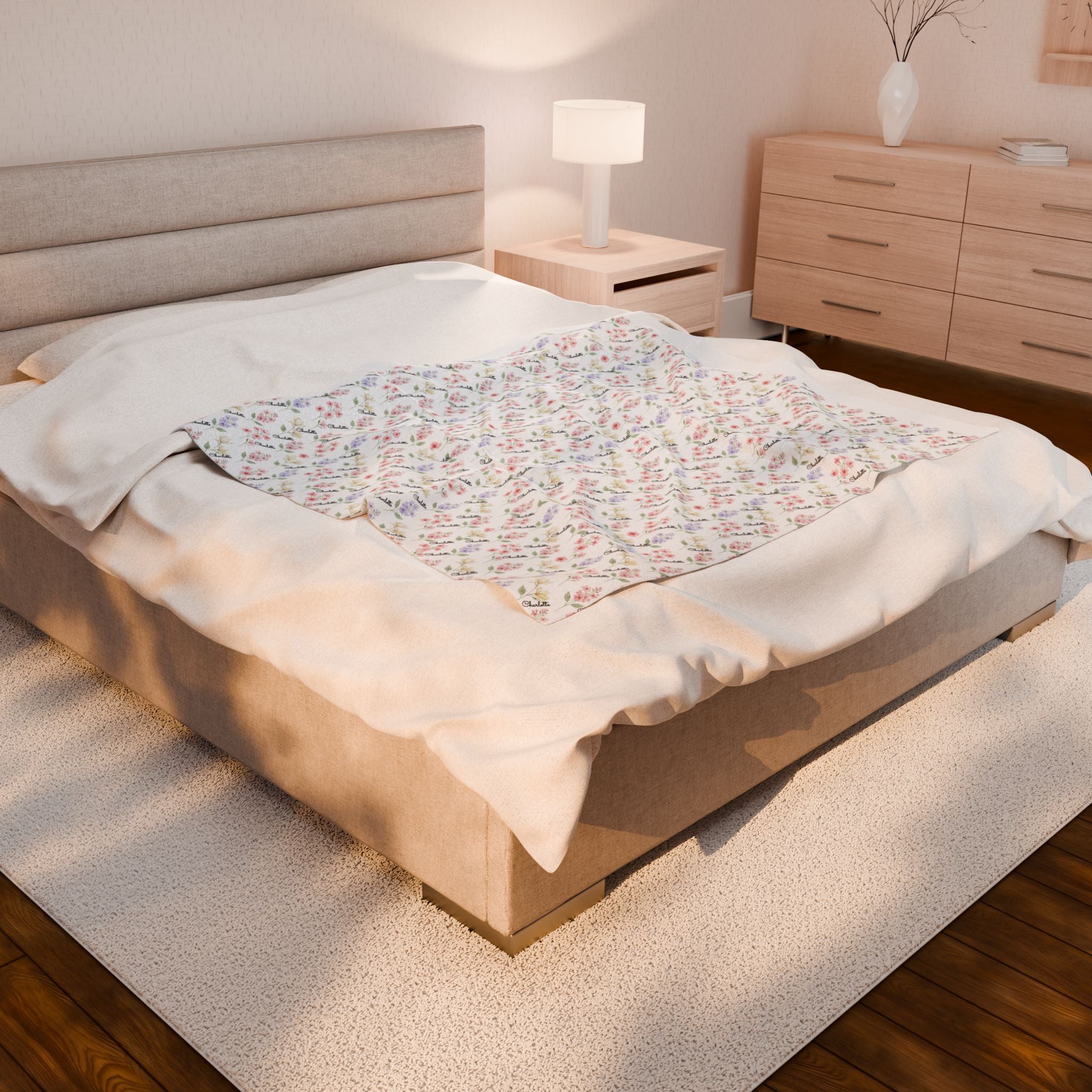 Floral Baby Blanket — Personalized Botanical Velveteen Nursery Throw