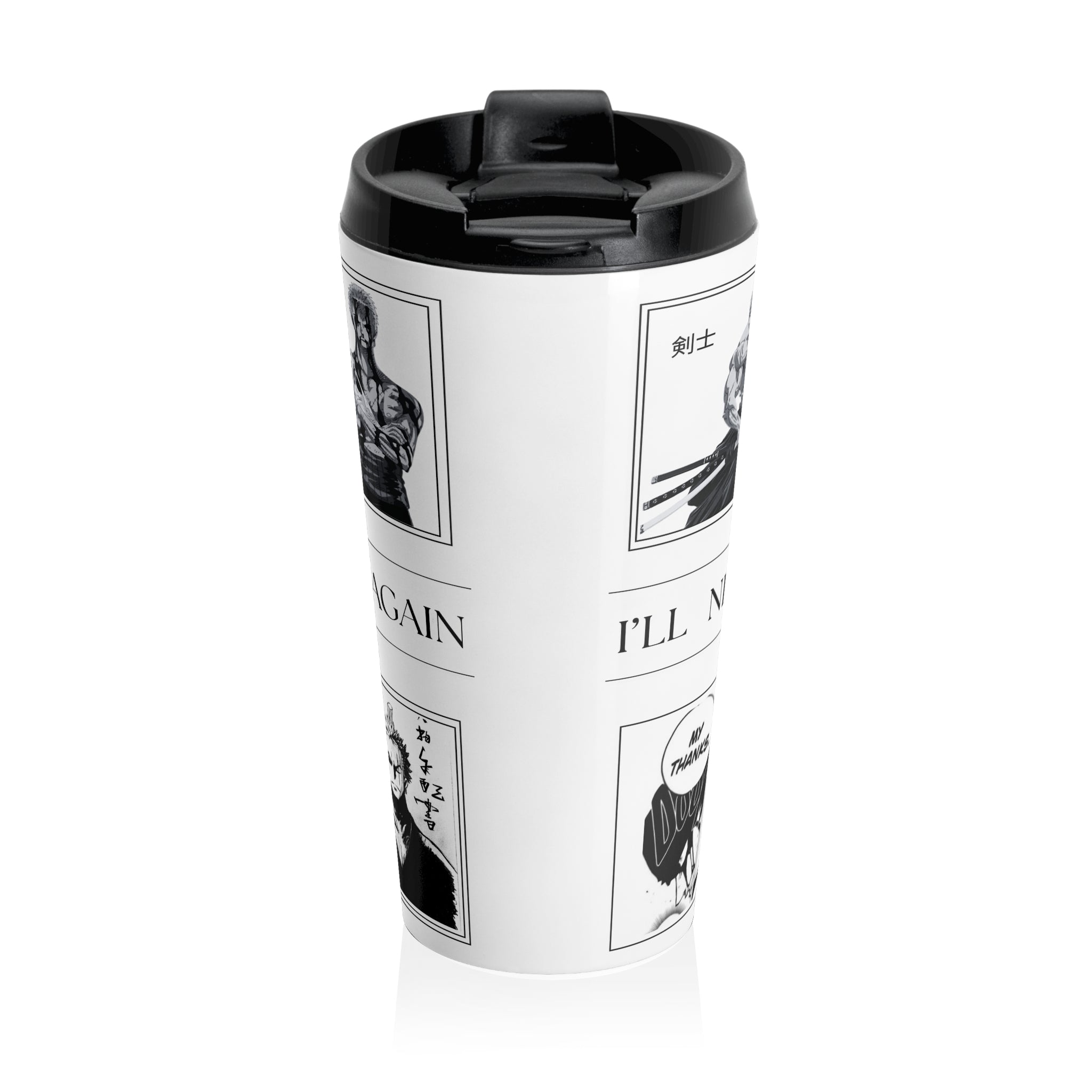 Zoro Anime Travel Mug – 15oz Stainless Steel Manga Tumbler for Coffee, Gym & Office
