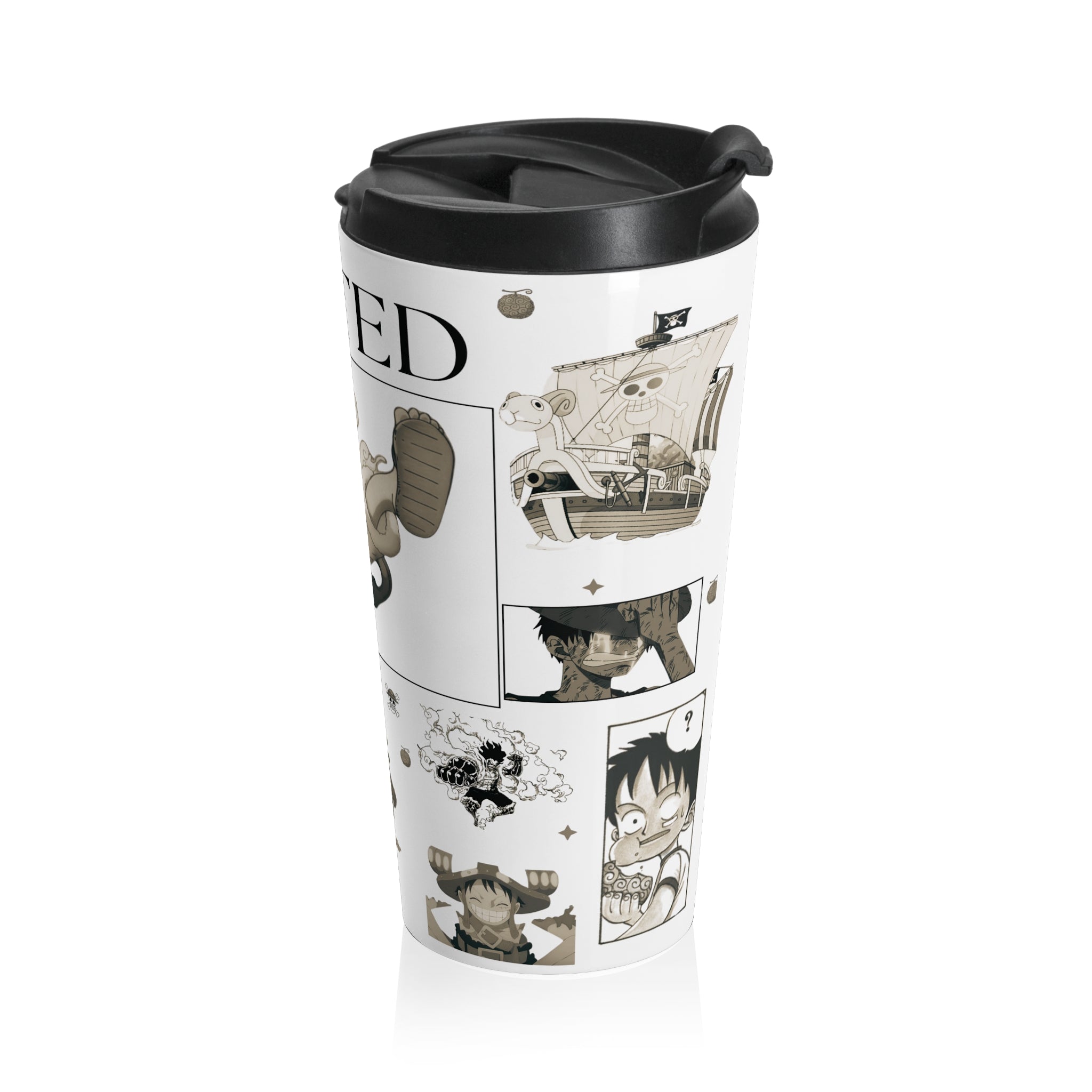 Luffy Inspired Anime Stainless Steel Travel Mug – 15oz Insulated Manga Tumbler for Gym, Office & Coffee