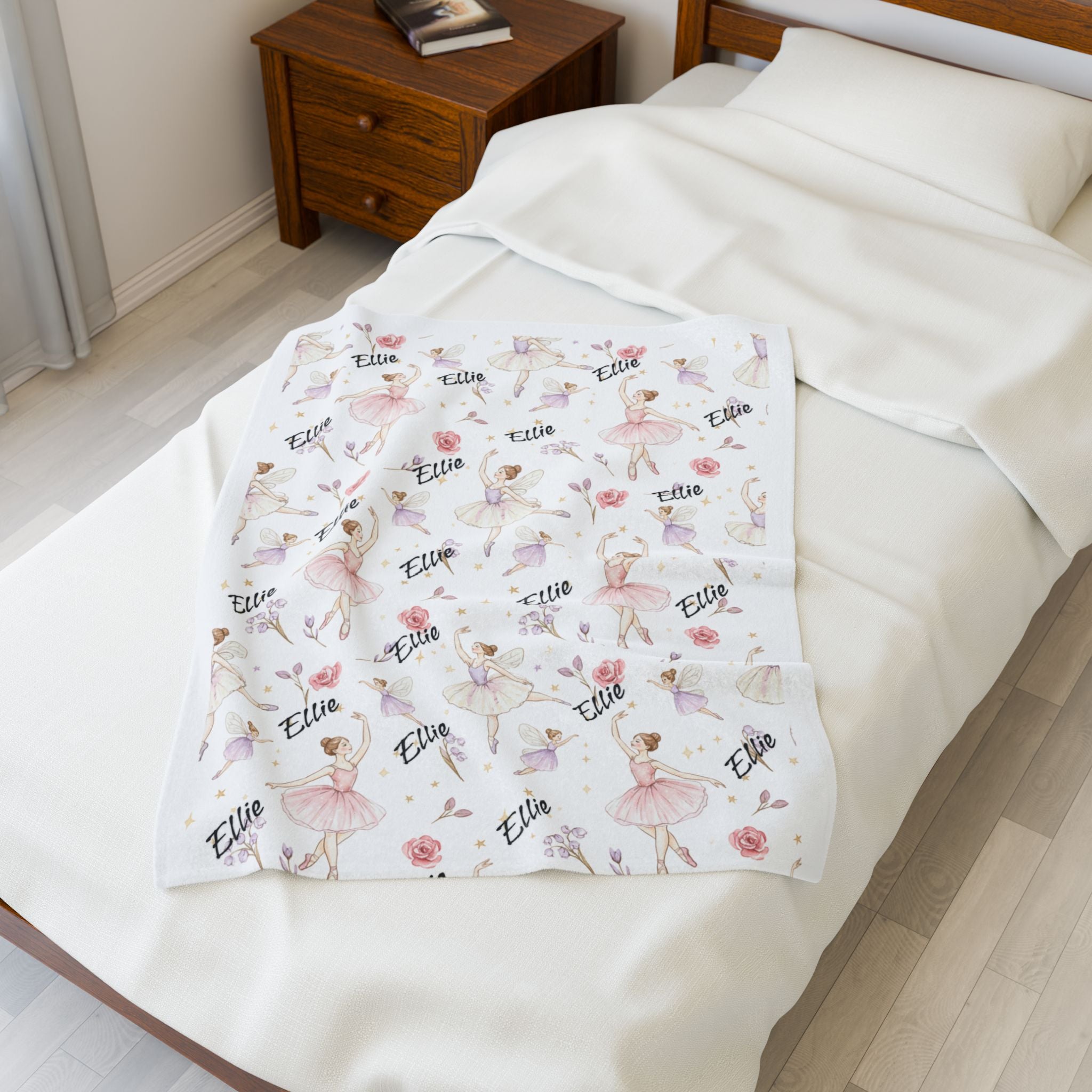 Personalized Enchanted Fairy Garden Plush Blanket — Magical Baby Nursery Throw