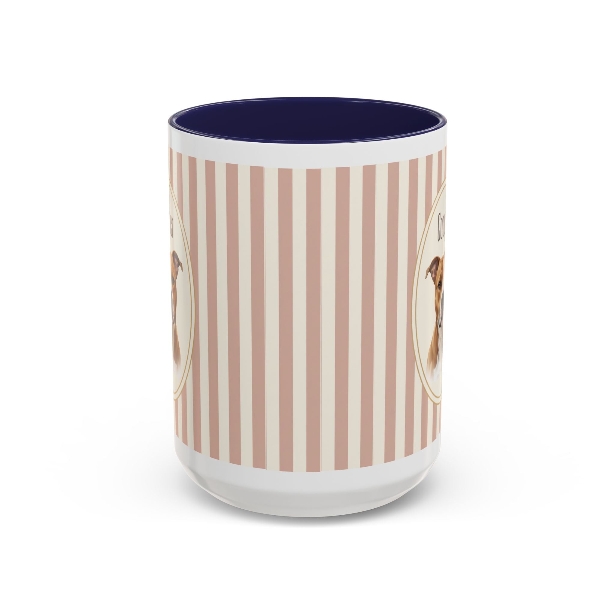 Personalized Pet Portrait Mug — Custom Pet Photo & Name Coffee Mug, Vintage Striped Oval Frame Design (11oz/15oz)