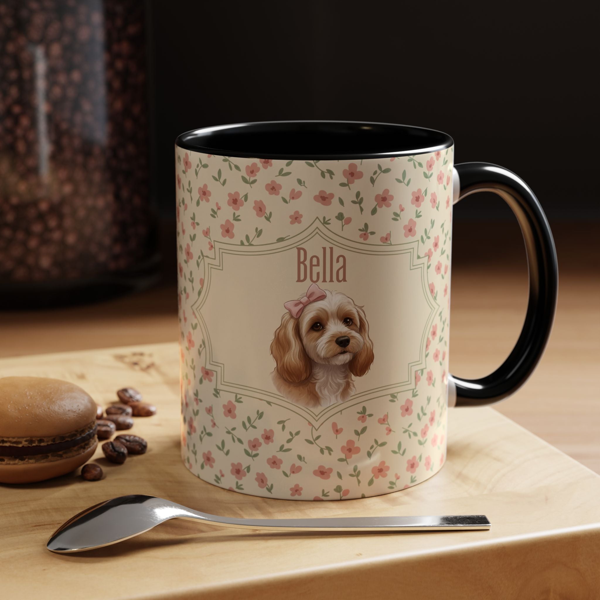 Personalized Pet Portrait Mug — Custom Pet Photo & Name Coffee Mug, Elegant Custom Pet Design (11oz/15oz)