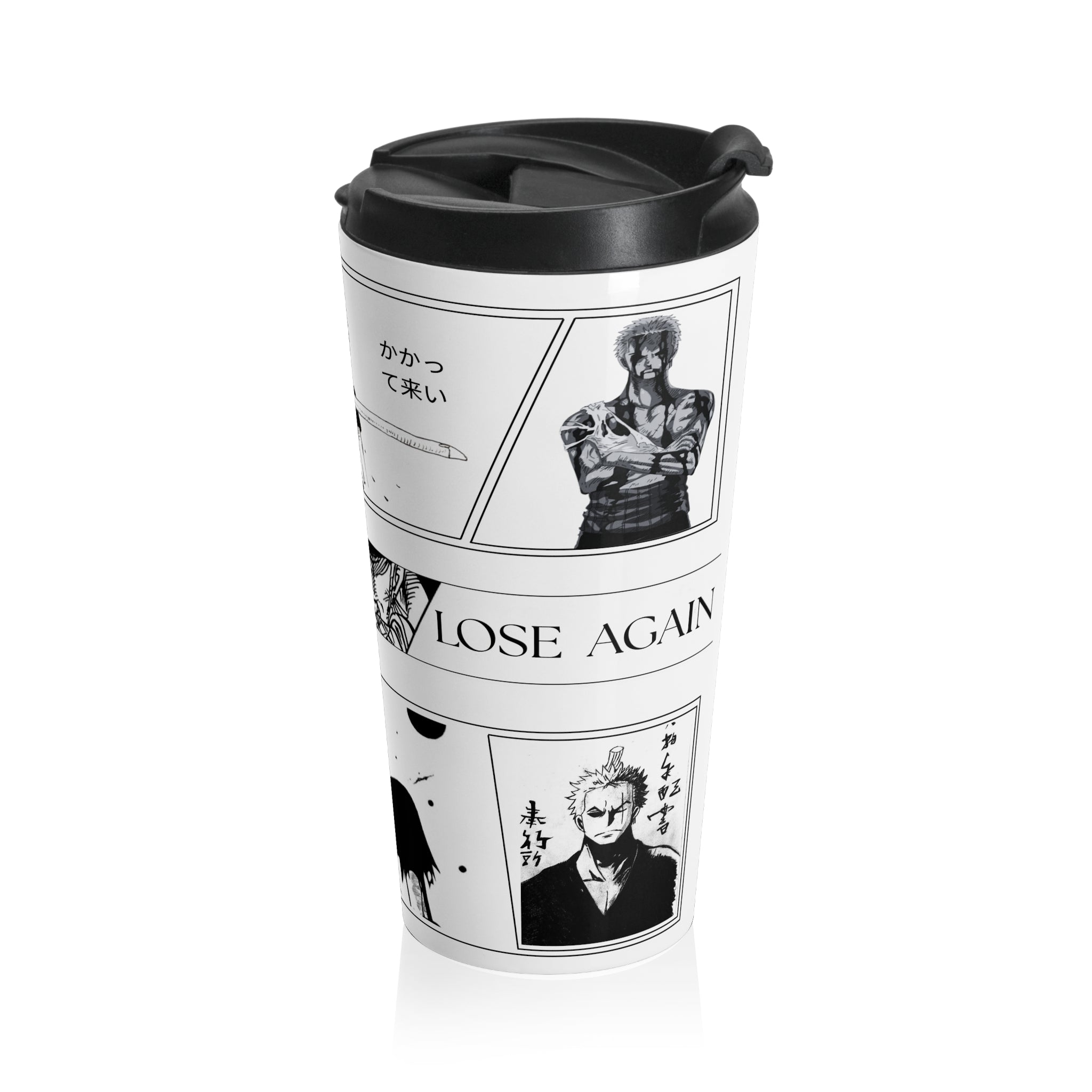 Zoro Anime Travel Mug – 15oz Stainless Steel Manga Tumbler for Coffee, Gym & Office