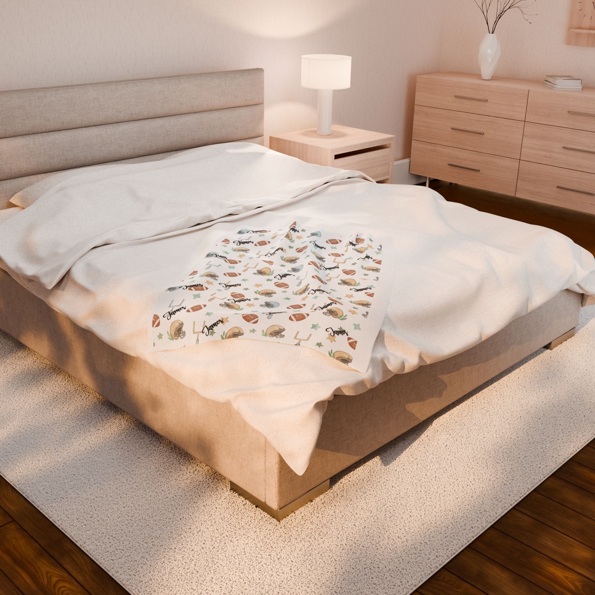 Personalized Football Game Plush Blanket — Soft American Football Baby Nursery Throw