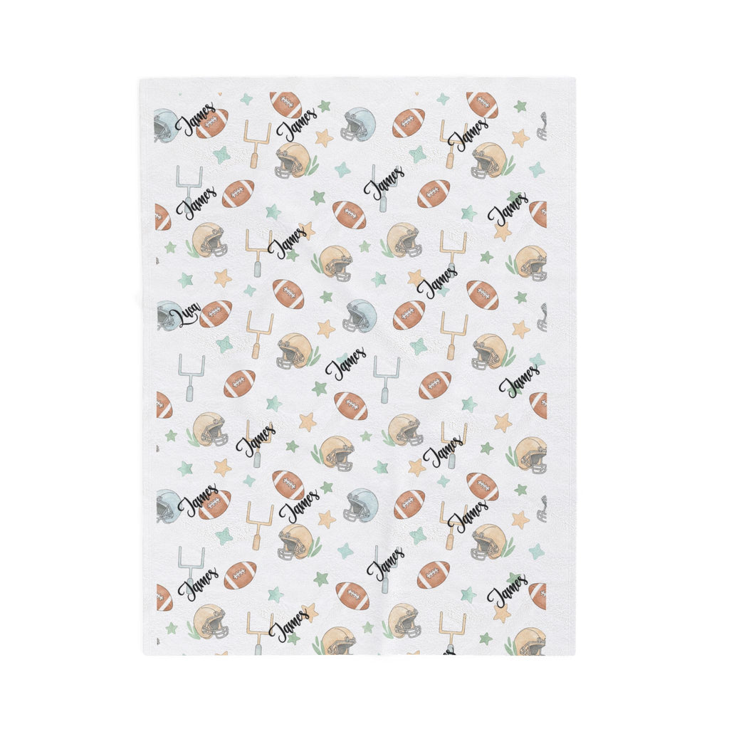 Personalized Football Game Plush Blanket — Soft American Football Baby Nursery Throw