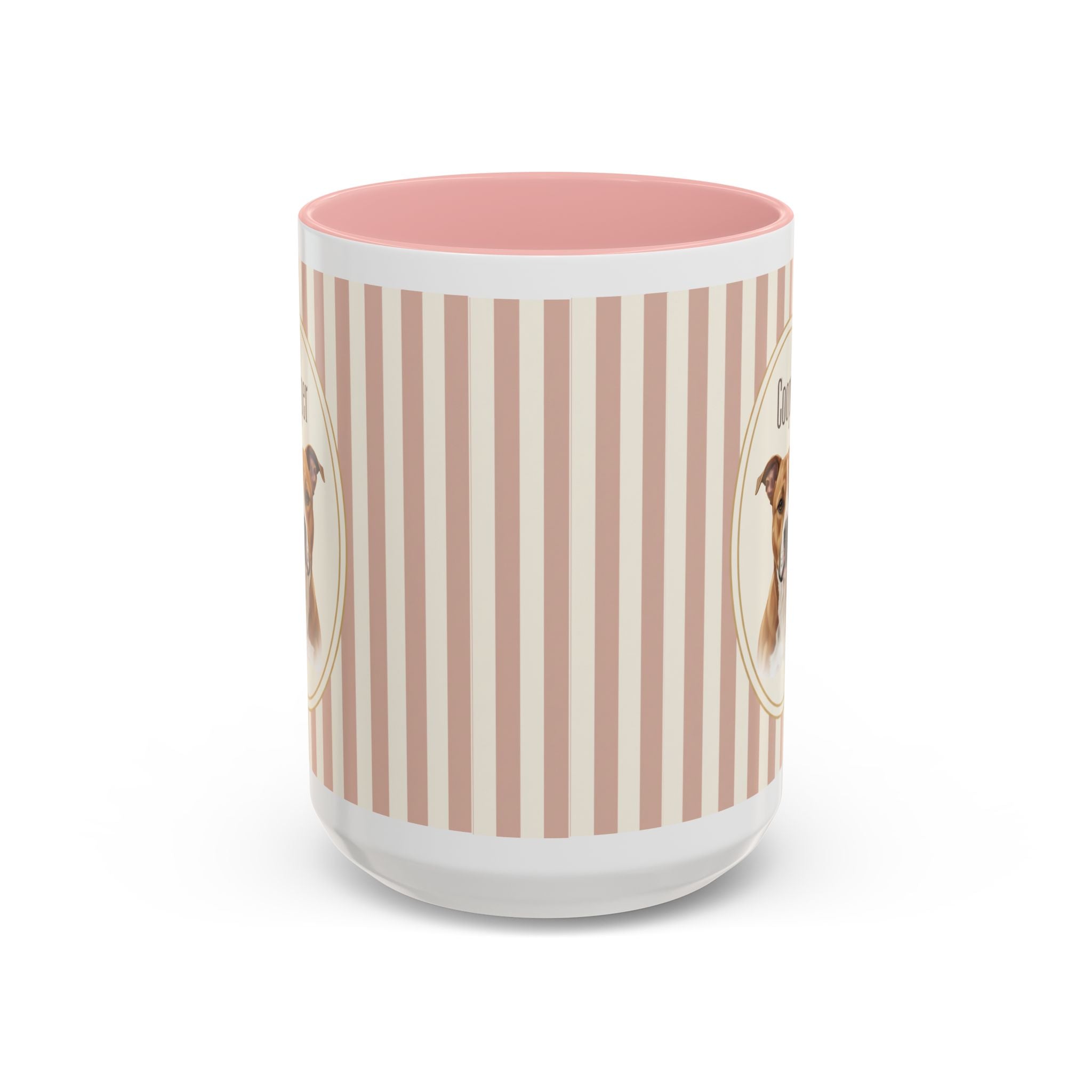 Personalized Pet Portrait Mug — Custom Pet Photo & Name Coffee Mug, Vintage Striped Oval Frame Design (11oz/15oz)