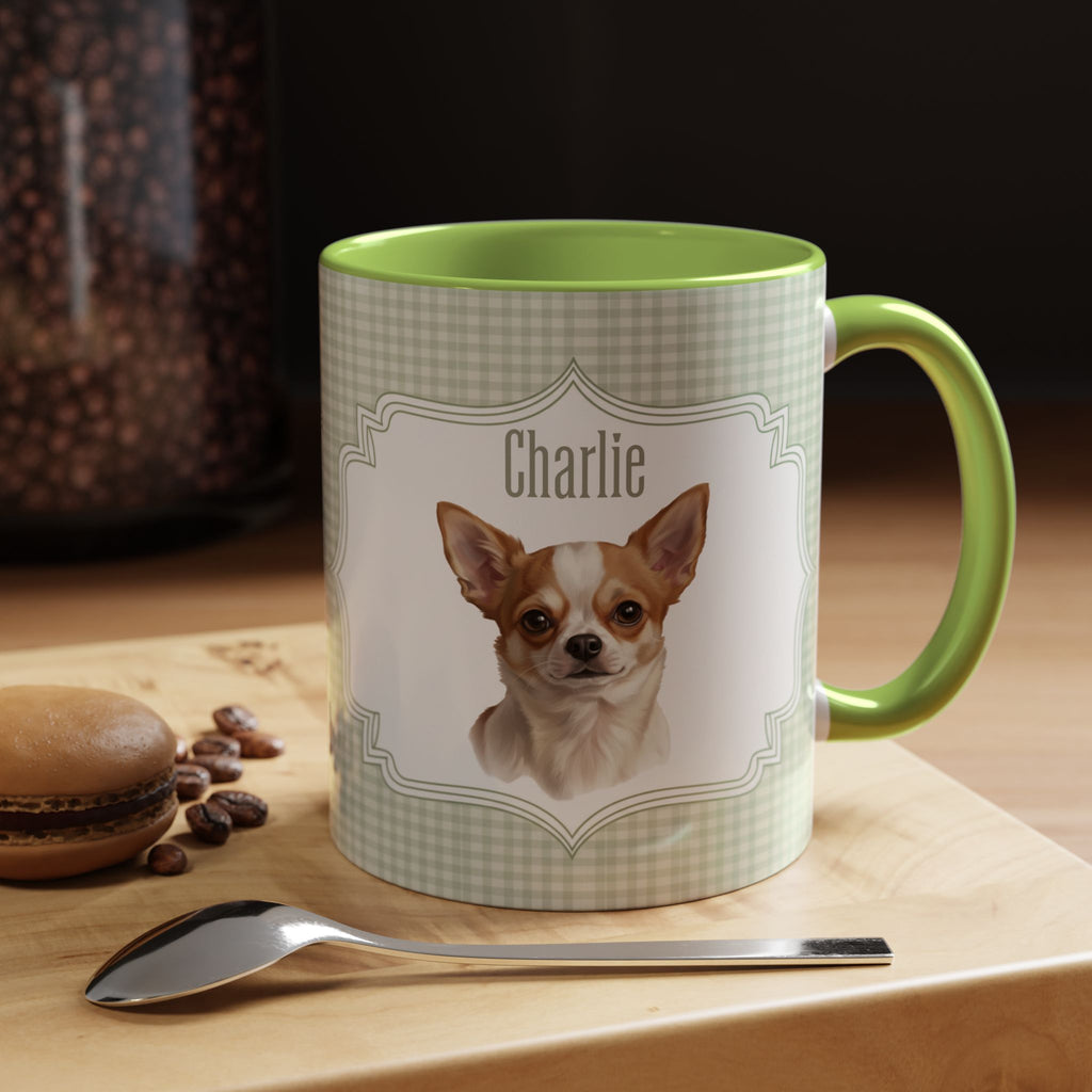 Personalized Pet Portrait Mug — Custom Pet Photo & Name Coffee Mug, Vintage Striped Oval Frame Design (11oz/15oz)