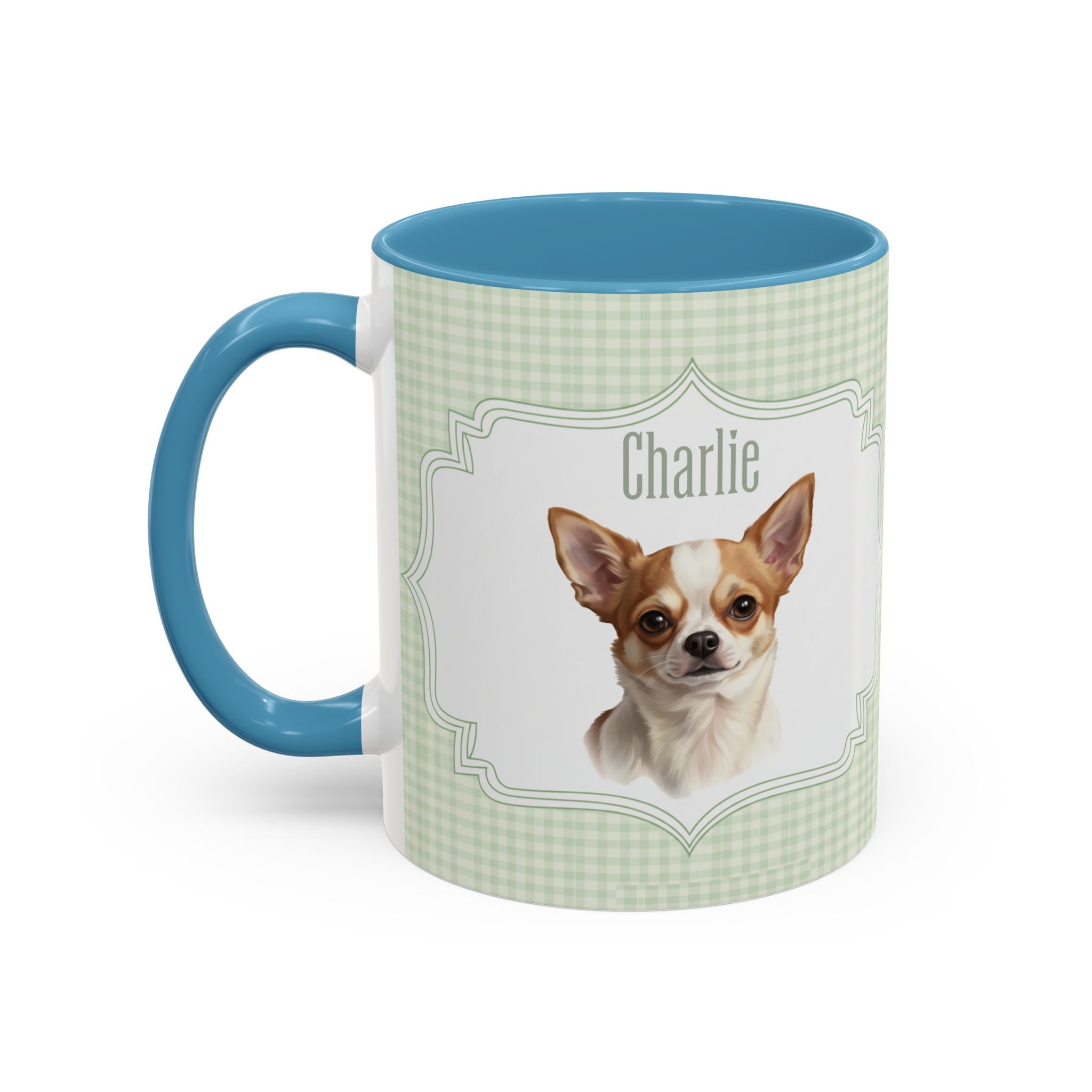 Personalized Pet Portrait Mug — Custom Pet Photo & Name Coffee Mug, Vintage Striped Oval Frame Design (11oz/15oz)
