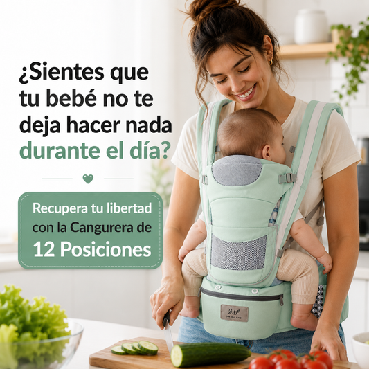 Cargador Estilo Fular para Bebes | 12 Posiciones, Manos Libres para Mamá