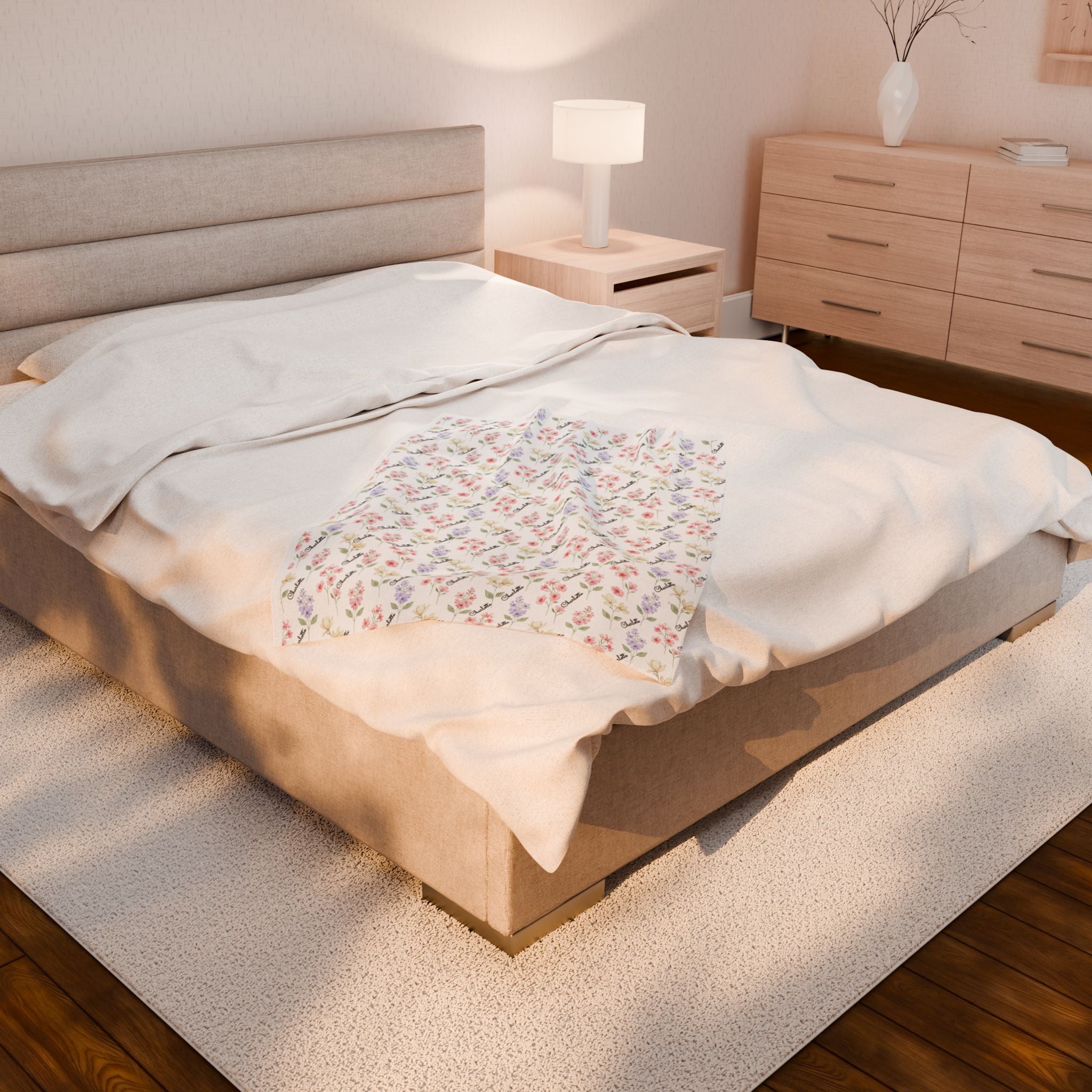 Floral Baby Blanket — Personalized Botanical Velveteen Nursery Throw