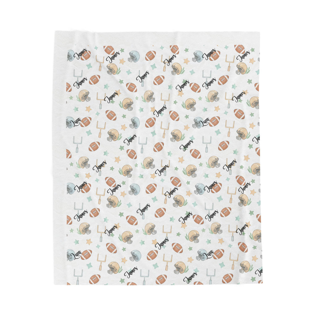 Personalized Football Game Plush Blanket — Soft American Football Baby Nursery Throw