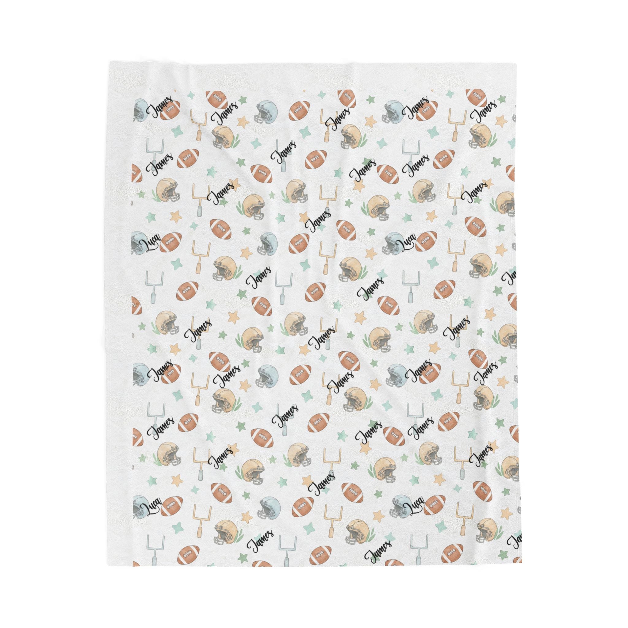 Personalized Football Game Plush Blanket — Soft American Football Baby Nursery Throw