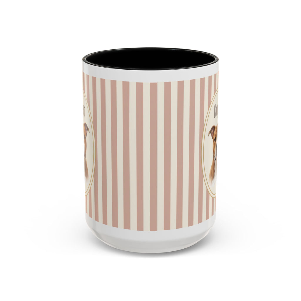 Personalized Pet Portrait Mug — Custom Pet Photo & Name Coffee Mug, Vintage Striped Oval Frame Design (11oz/15oz)