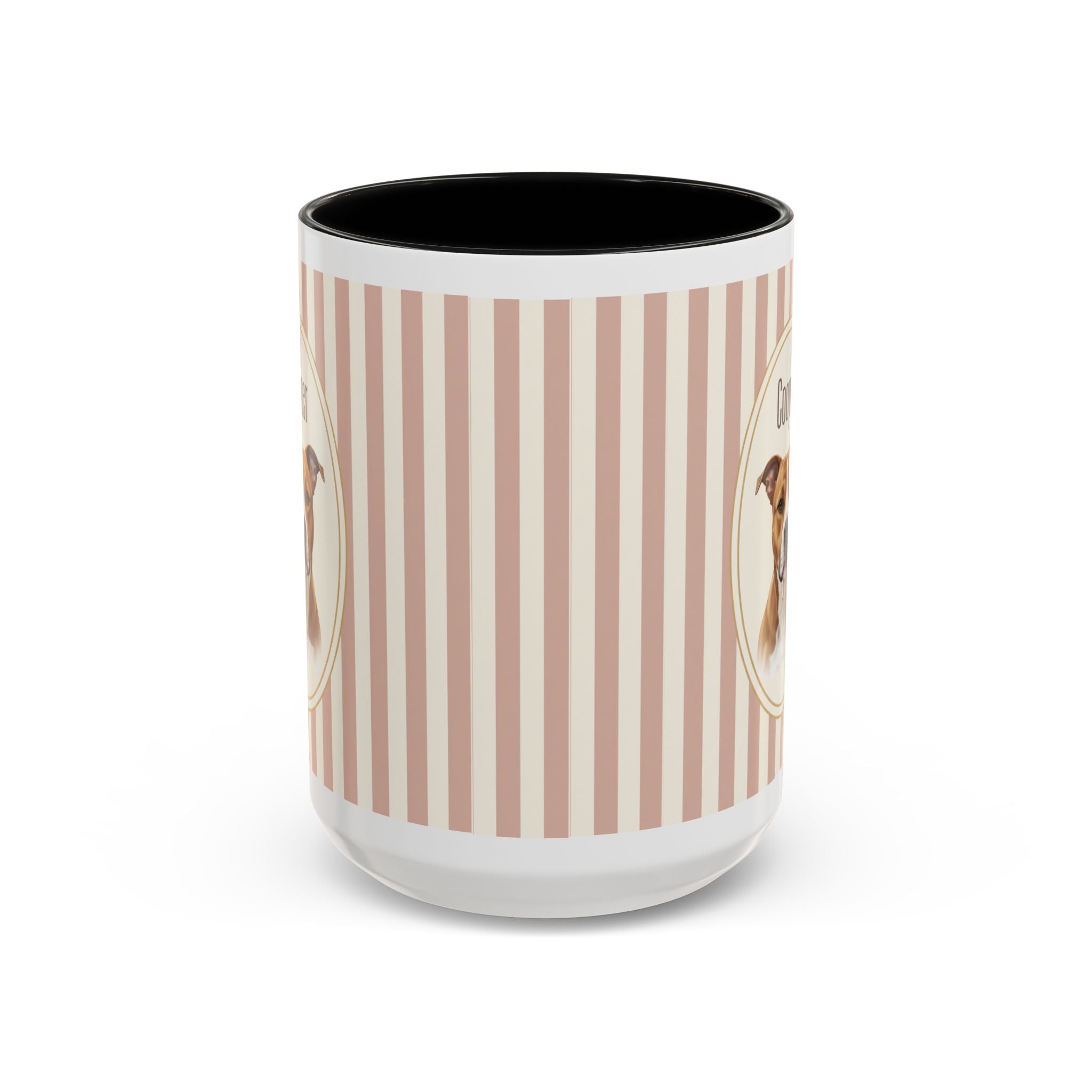 Personalized Pet Portrait Mug — Custom Pet Photo & Name Coffee Mug, Vintage Striped Oval Frame Design (11oz/15oz)