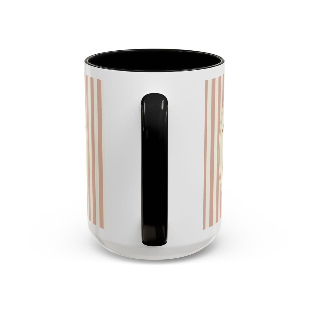 Personalized Pet Portrait Mug — Custom Pet Photo & Name Coffee Mug, Vintage Striped Oval Frame Design (11oz/15oz)