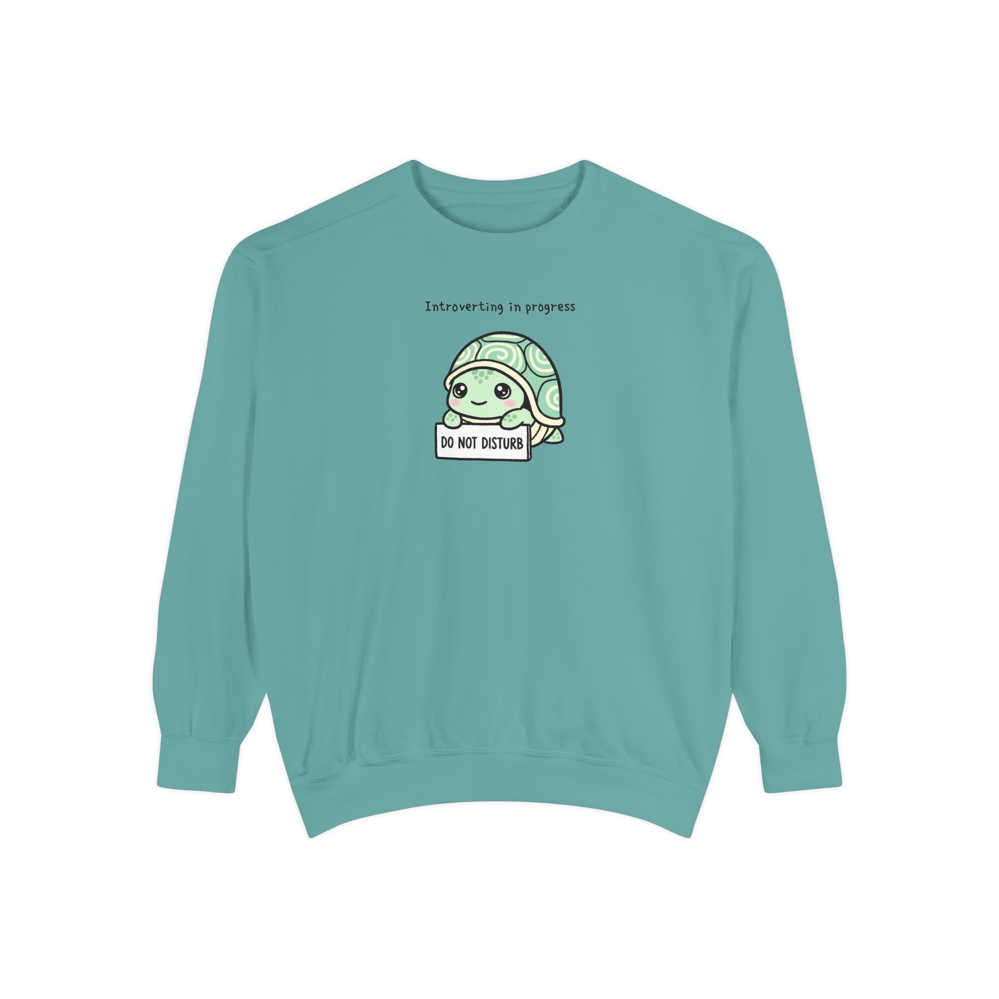 🐢 Cozy Turtle Sweatshirt – “Introverting in Progress” Unisex Relaxed Fit Apparel