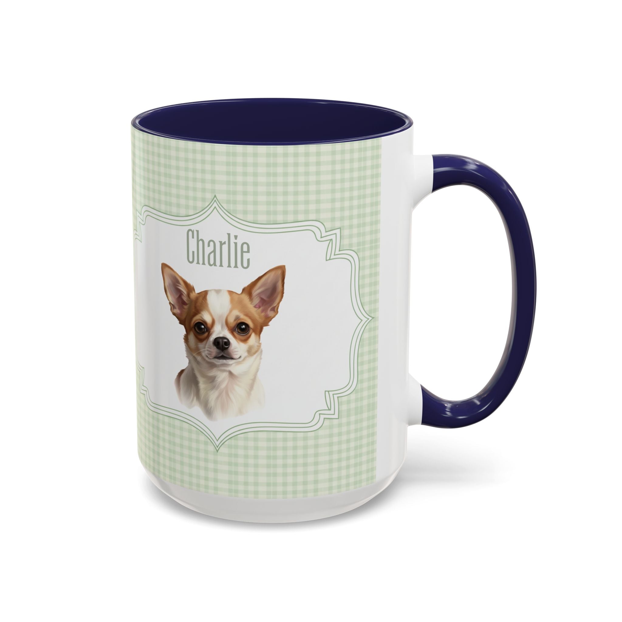 Personalized Pet Portrait Mug — Custom Pet Photo & Name Coffee Mug, Vintage Striped Oval Frame Design (11oz/15oz)
