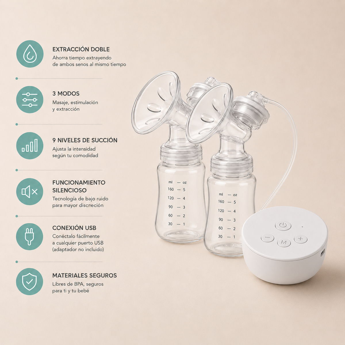 Extractor Eléctrico Doble de Leche Materna | Alimenta a tu bebé, estés donde estés