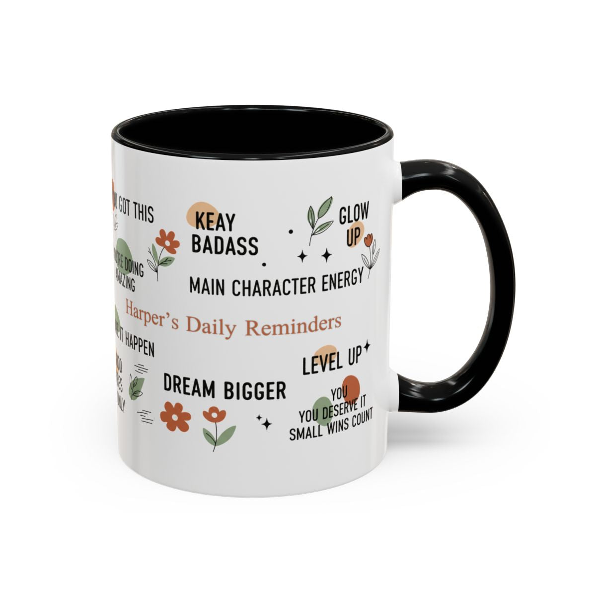 Personalized Motivational Coffee Mug — Custom Name “Daily Reminders” Accent Mug (11/15oz)