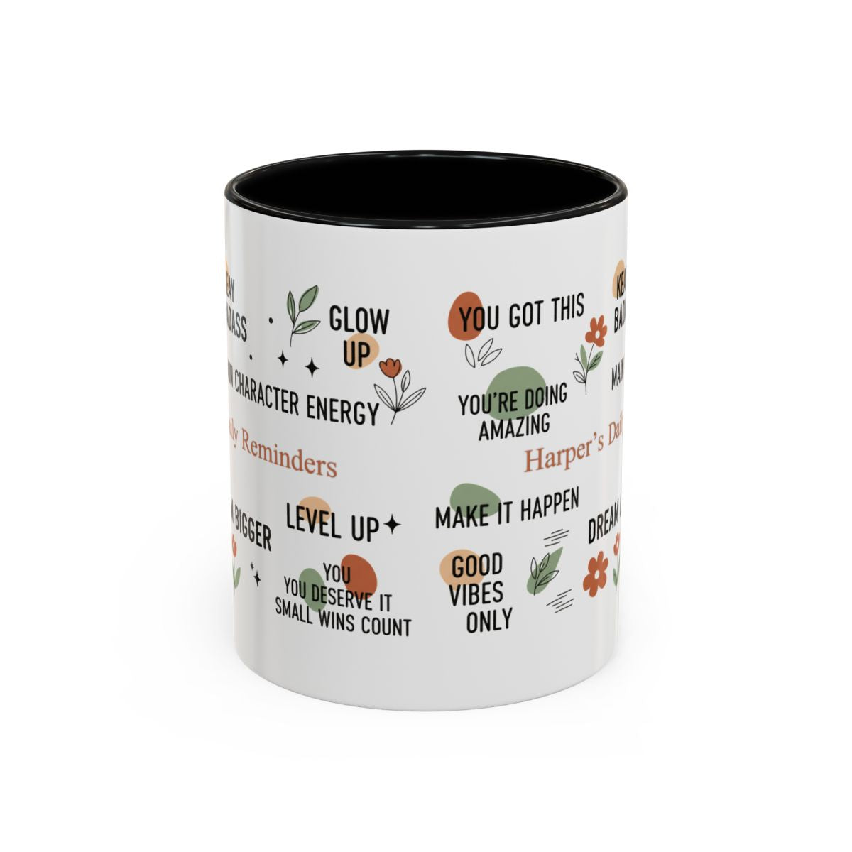 Personalized Motivational Coffee Mug — Custom Name “Daily Reminders” Accent Mug (11/15oz)