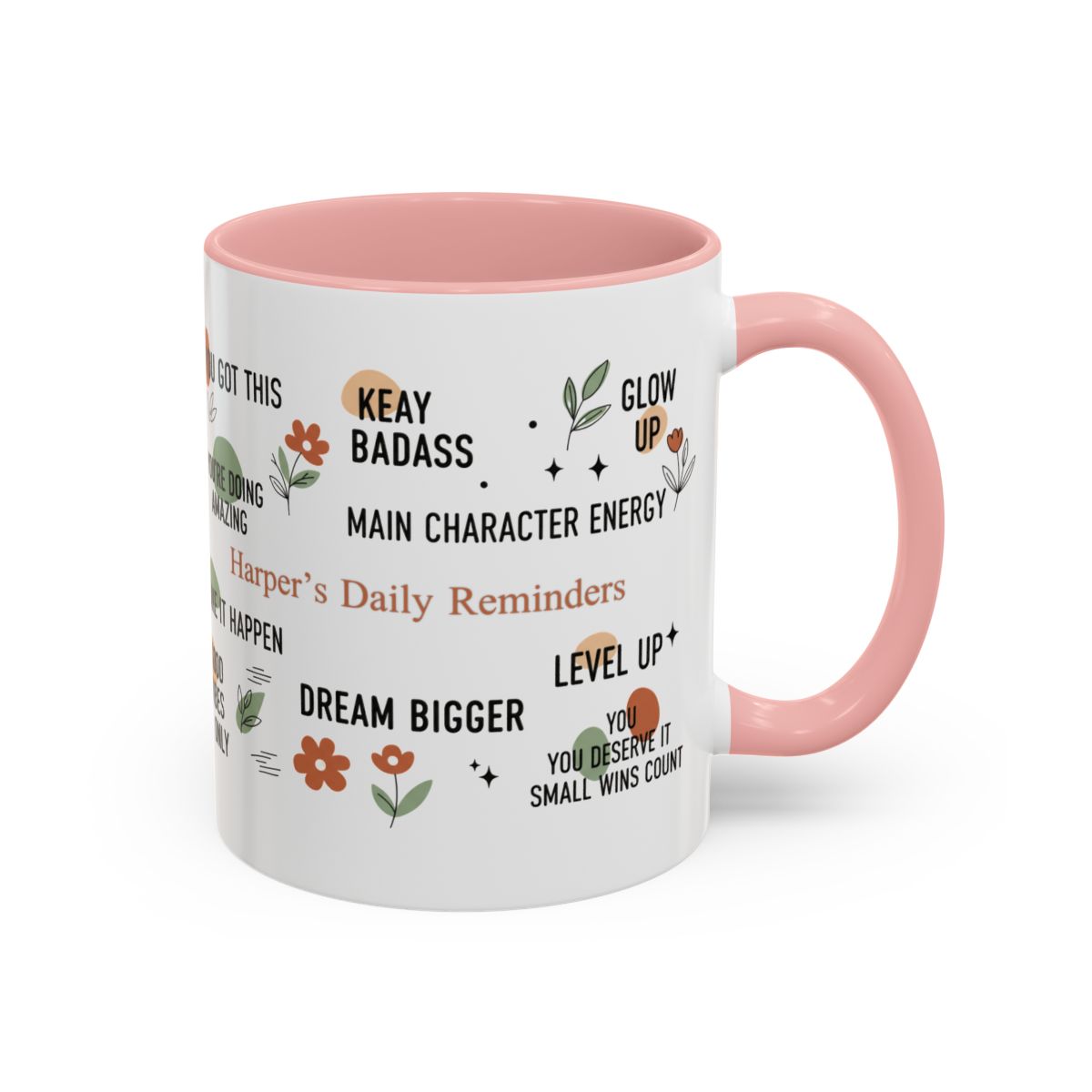 Personalized Motivational Coffee Mug — Custom Name “Daily Reminders” Accent Mug (11/15oz)