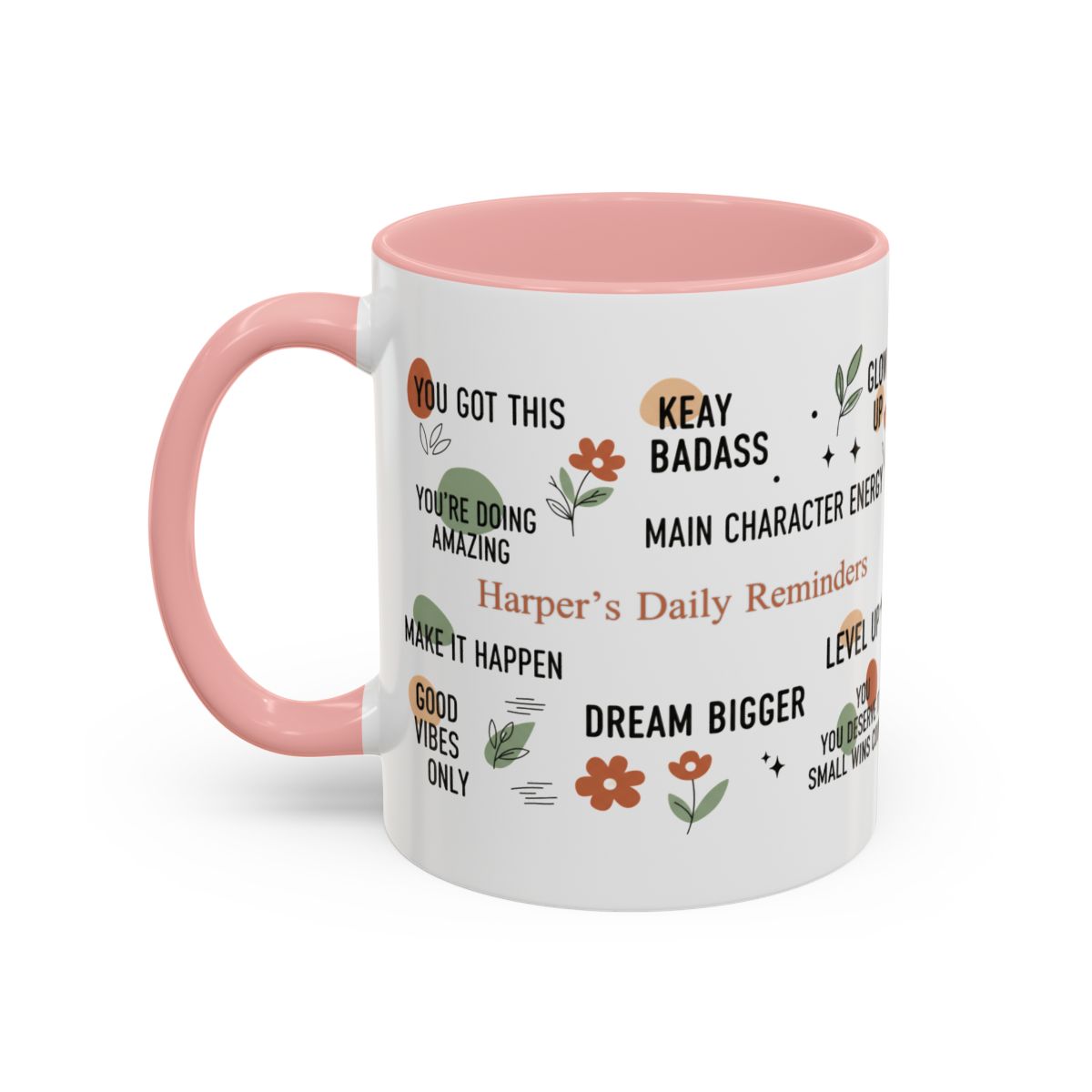 Personalized Motivational Coffee Mug — Custom Name “Daily Reminders” Accent Mug (11/15oz)