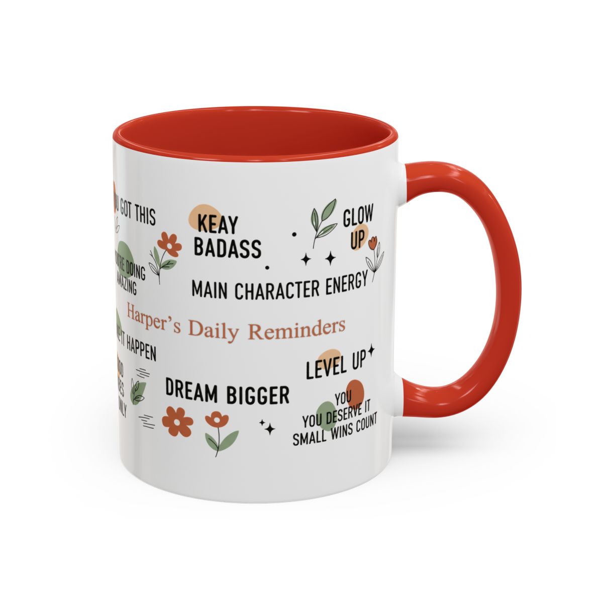Personalized Motivational Coffee Mug — Custom Name “Daily Reminders” Accent Mug (11/15oz)