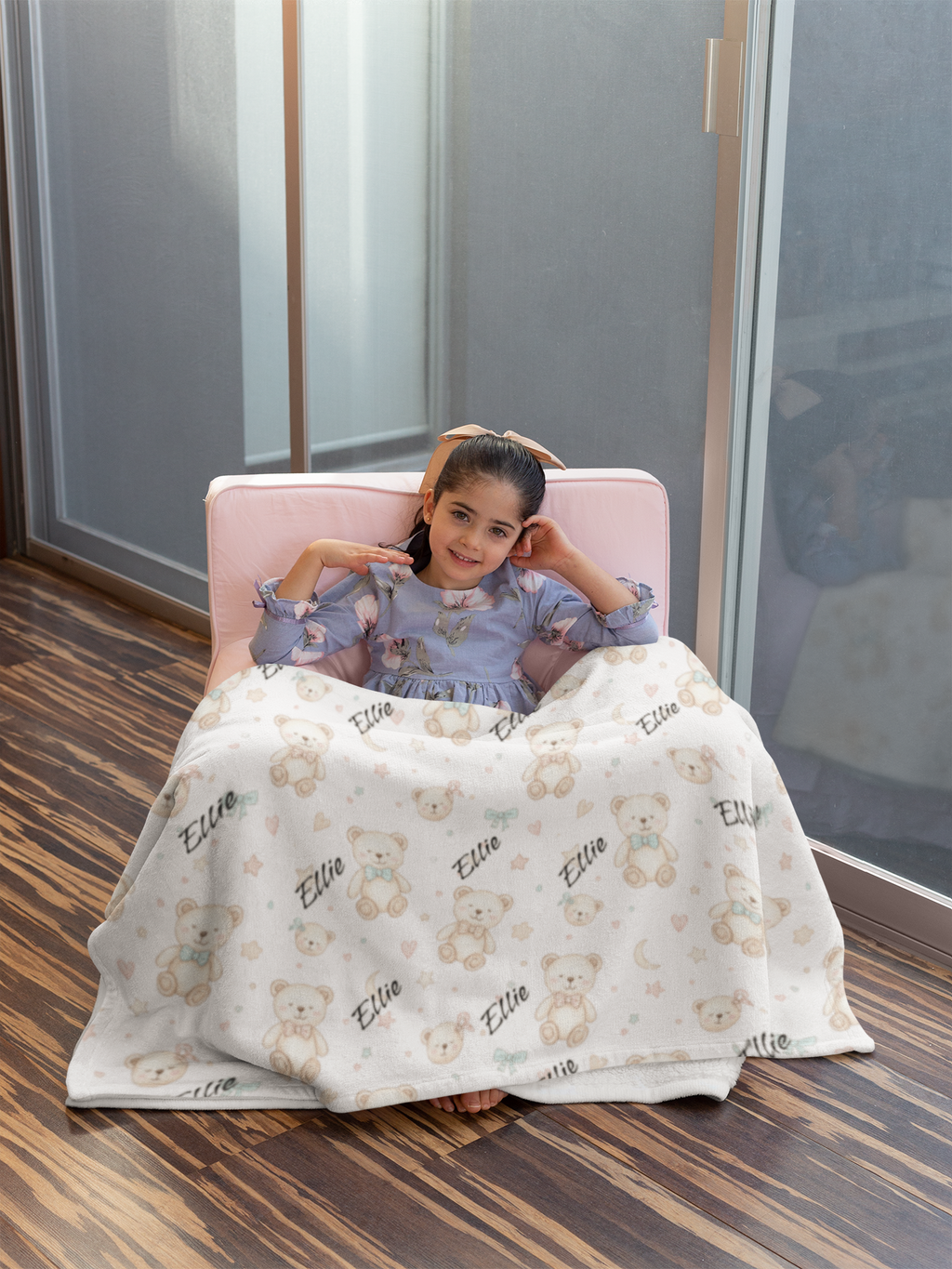 Personalized Teddy Bear Plush Blanket — Soft Cuddly Baby Nursery Throw