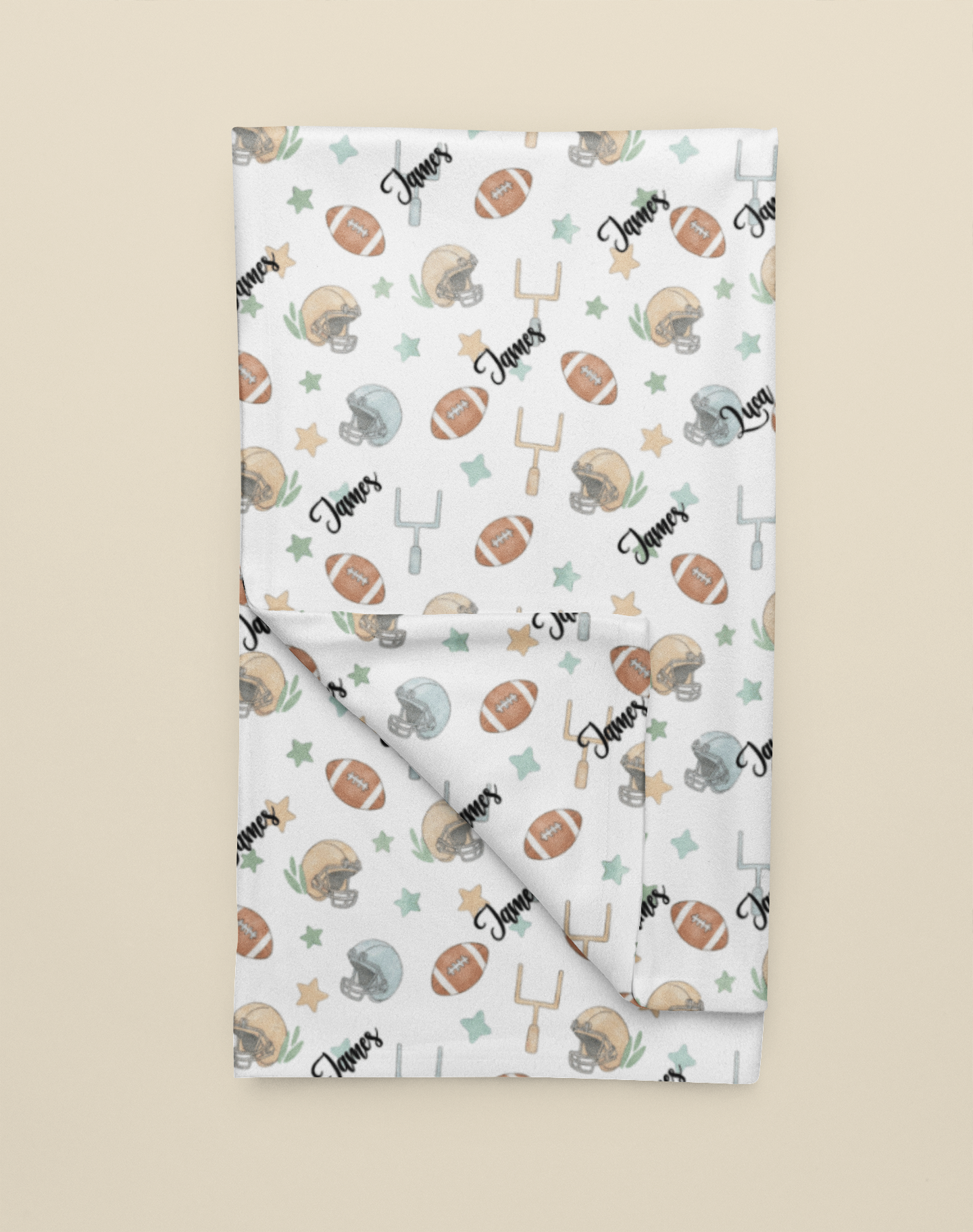 Personalized Football Game Plush Blanket — Soft American Football Baby Nursery Throw