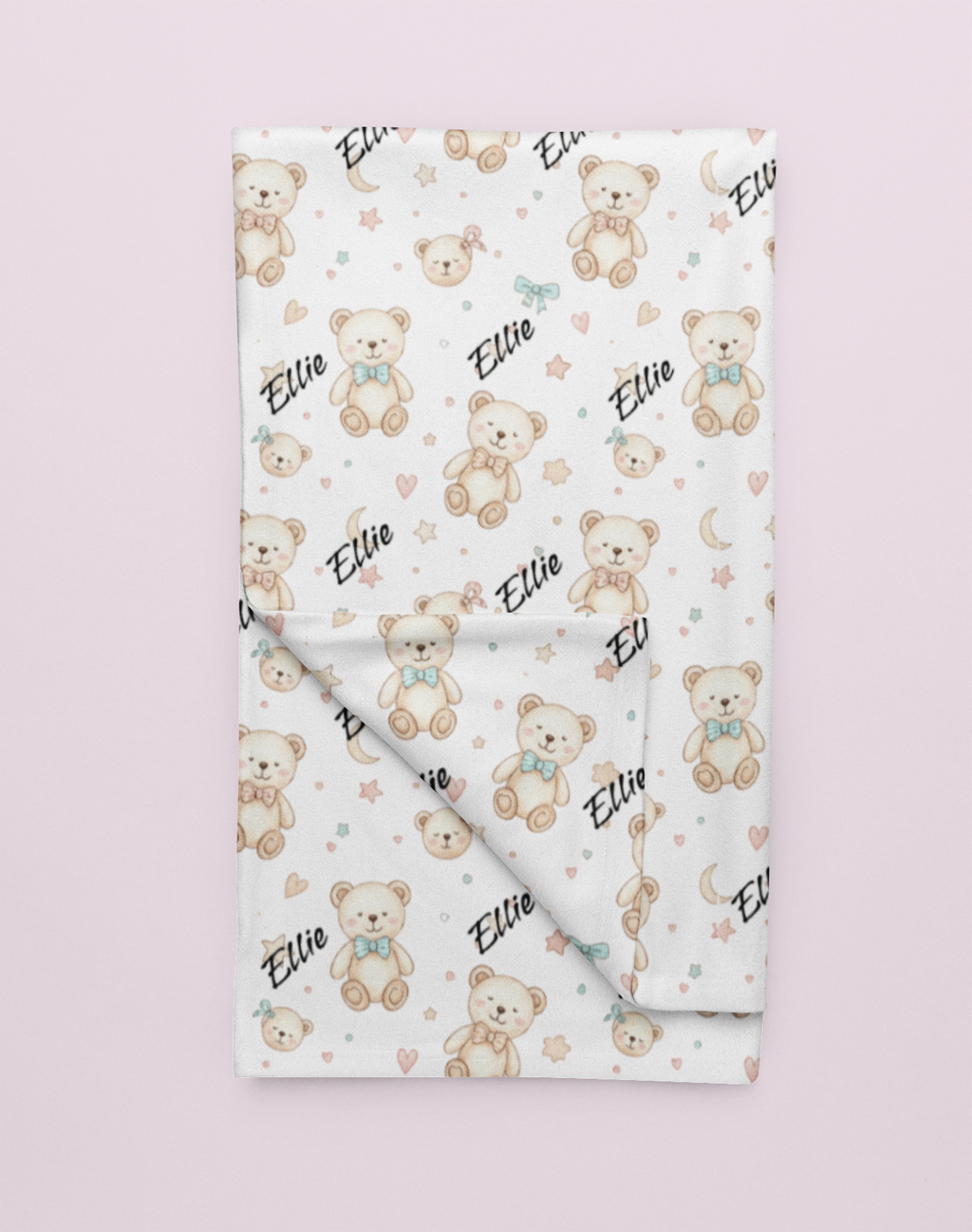 Personalized Teddy Bear Plush Blanket — Soft Cuddly Baby Nursery Throw