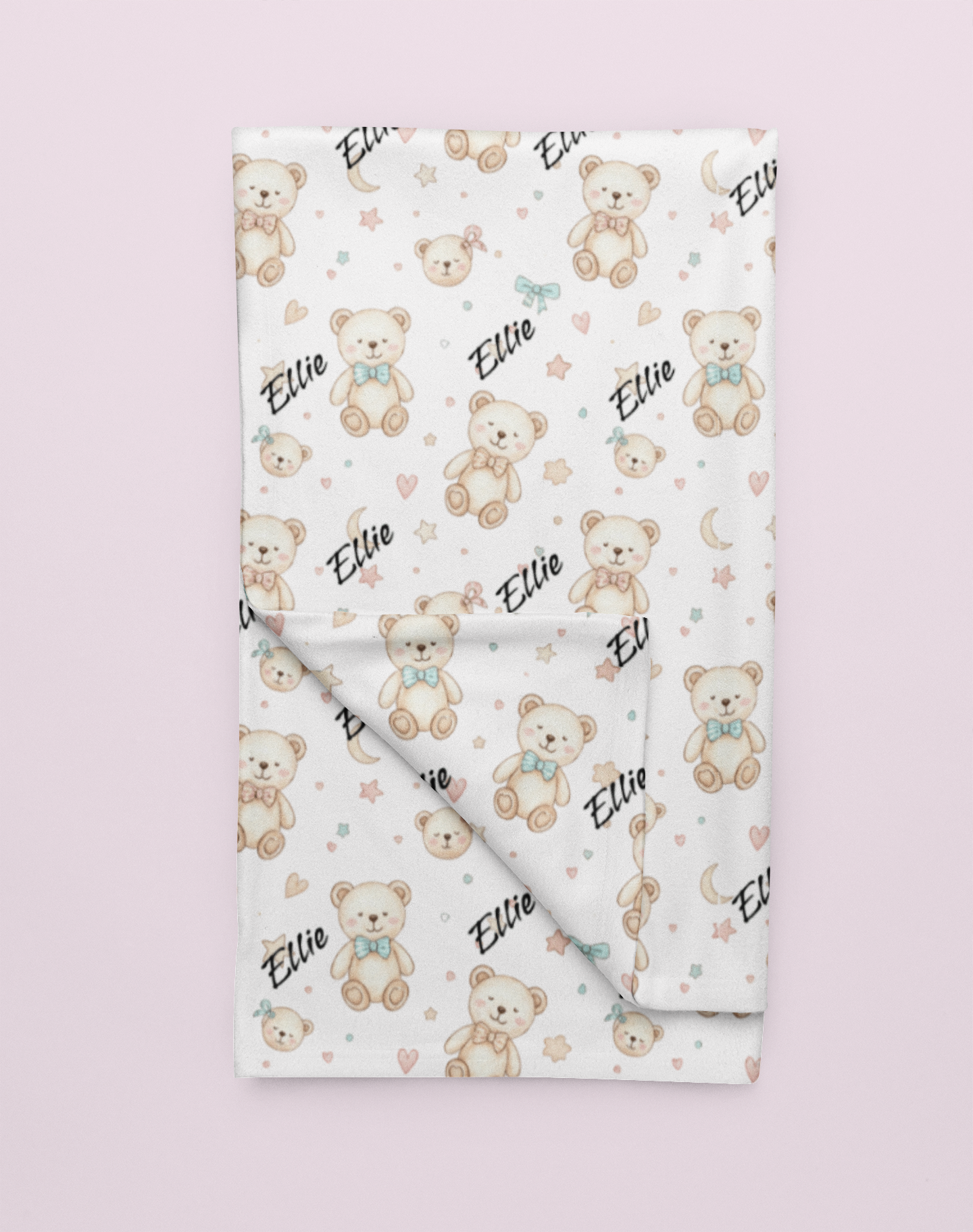 Personalized Teddy Bear Plush Blanket — Soft Cuddly Baby Nursery Throw