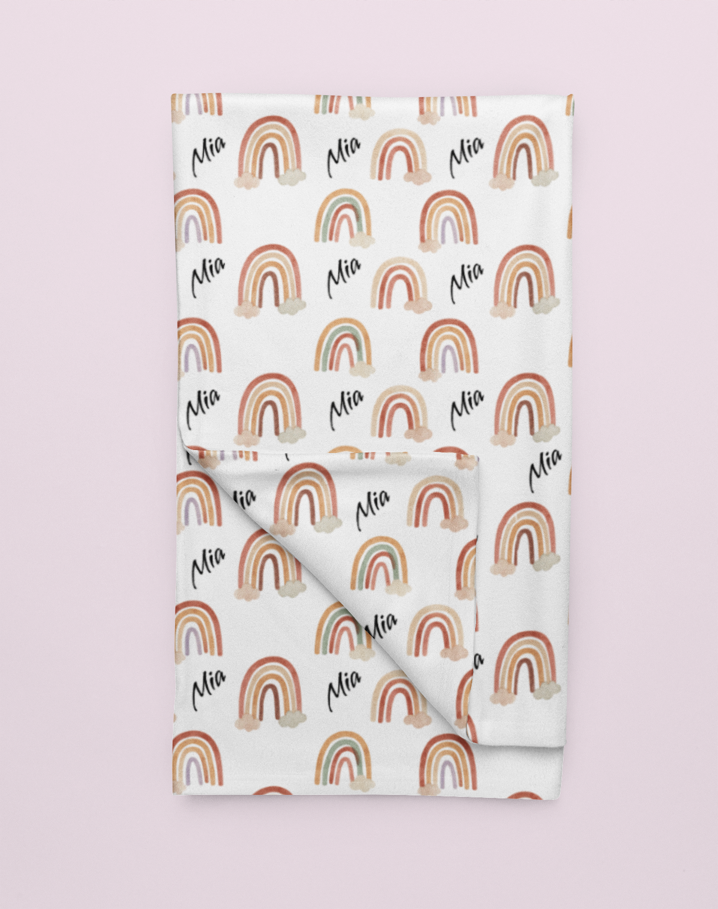 Personalized Rainbow Dreams Plush Blanket — Soft Colorful Baby Nursery Throw