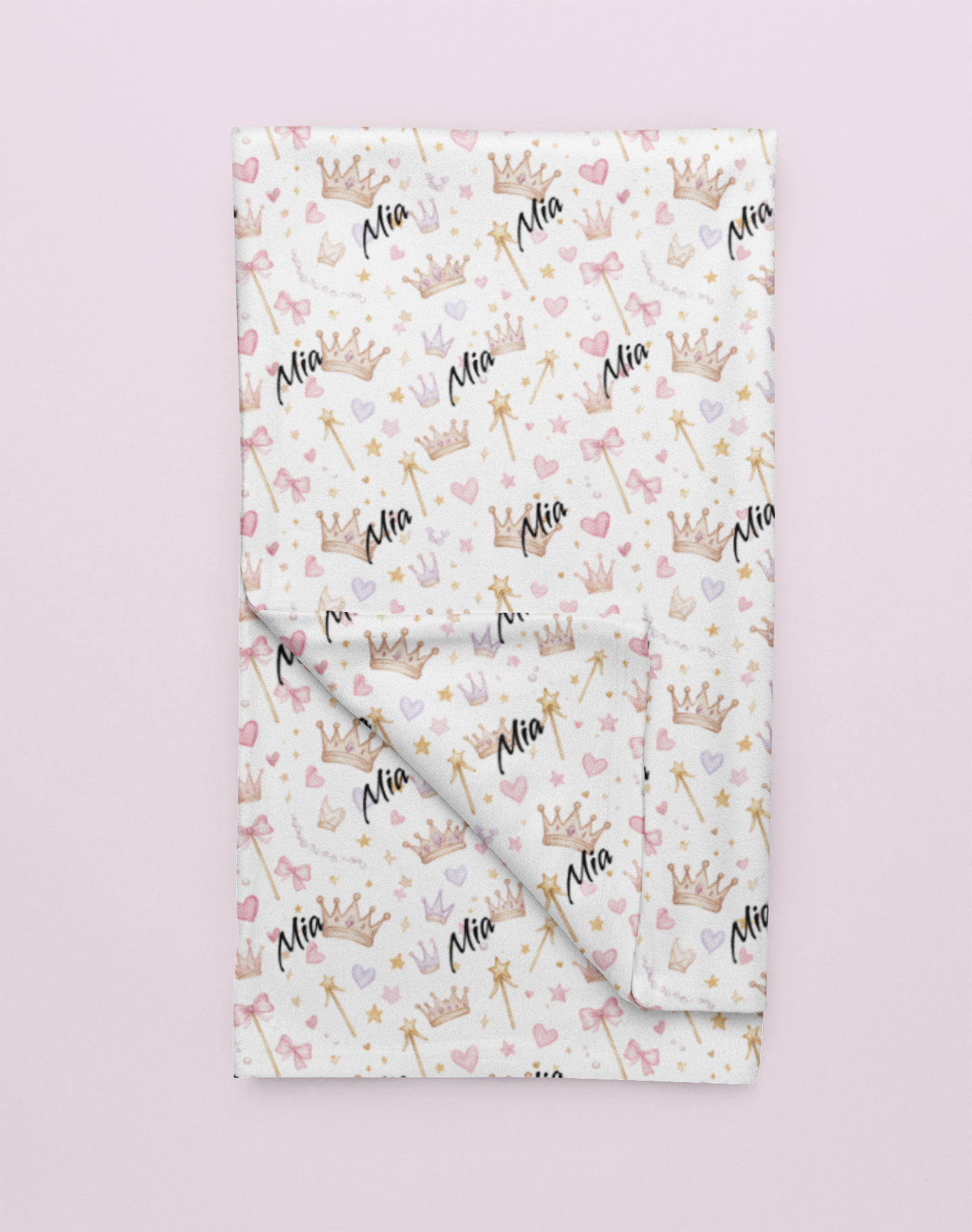 Personalized Princess Crowns Plush Blanket — Soft Royal Baby Nursery Throw