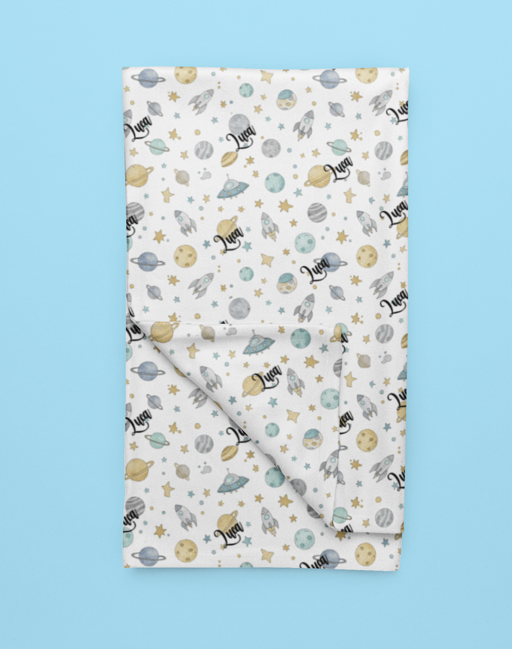 Personalized Cosmic Space Plush Blanket — Soft Galaxy Baby Nursery Throw