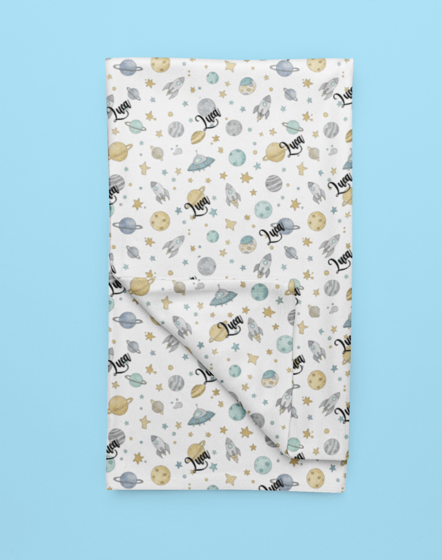 Personalized Cosmic Space Plush Blanket — Soft Galaxy Baby Nursery Throw