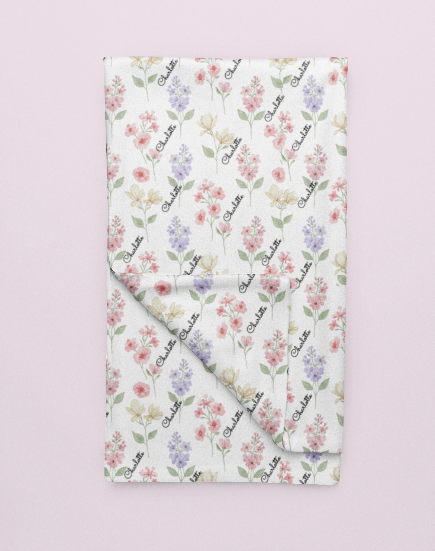 Floral Baby Blanket — Personalized Botanical Velveteen Nursery Throw