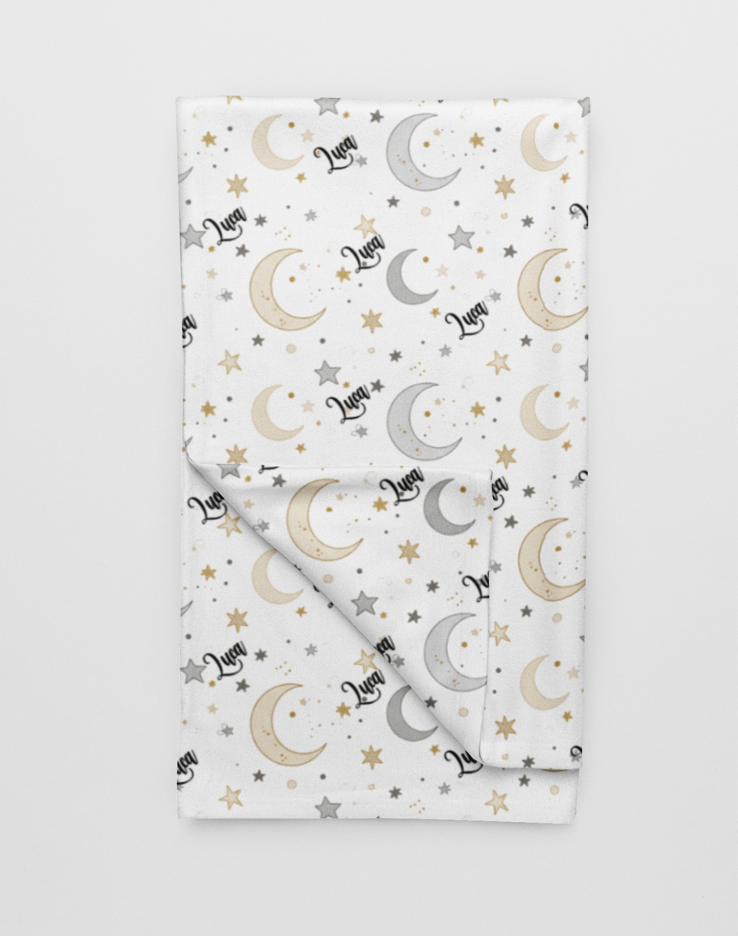 Personalized Moon & Stars Plush Blanket — Soft Velveteen Baby Nursery Throw