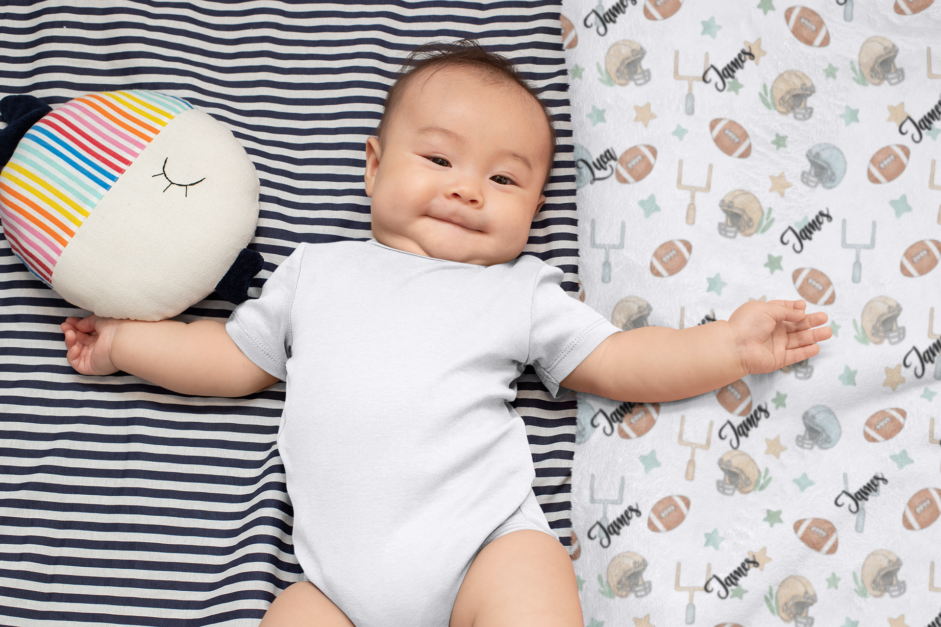 Personalized Football Game Plush Blanket — Soft American Football Baby Nursery Throw