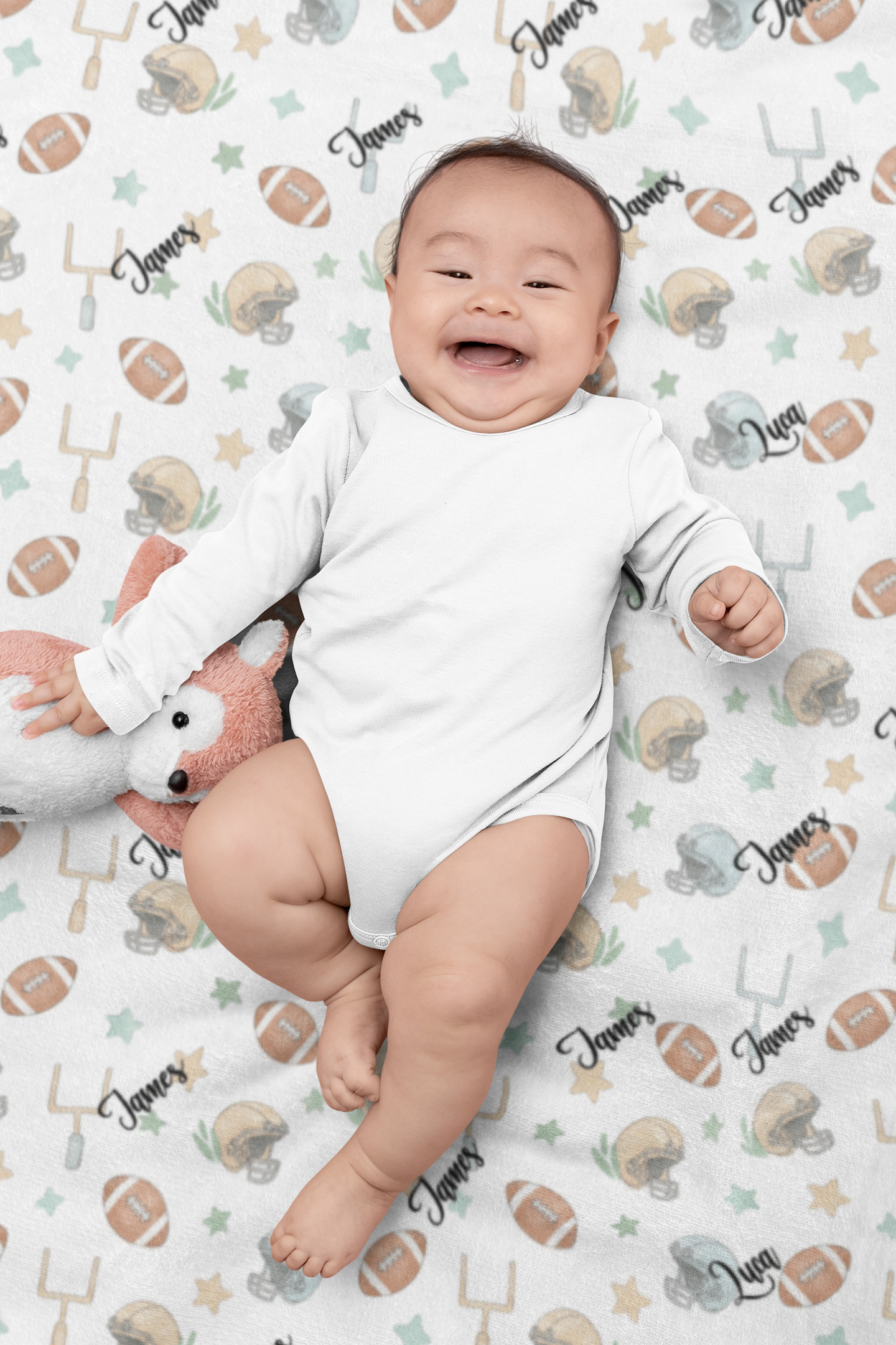 Personalized Football Game Plush Blanket — Soft American Football Baby Nursery Throw